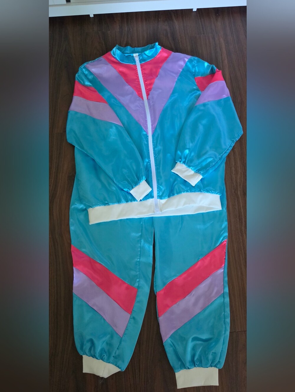 Men's Teal and Pink Retro Tracksuit Costume